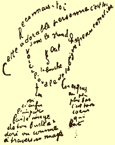 Exemple de calligramme de Guillaume Apollinaire